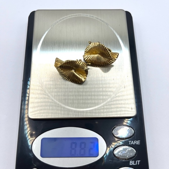 14 KT CARTIER Vintage CARTIER 14K Yellow Gold Fan Style Clip on Earrings Luxury - Picture 10 of 11